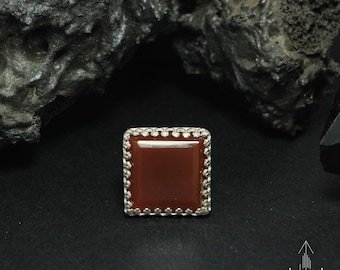 Adjustable ring in sterling silver with Carnelian - Handmade B0000