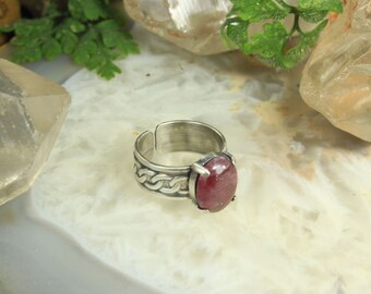 Rubis on sterling silver ring - Handmade B0262