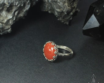 Daisy adjustable ring with Carnelian - Handmade B0000