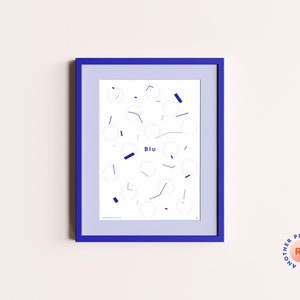 Blue Geometric Line Art Print, Graphic Illustration Poster, Room Décor, Printable Art, Digital download in 4 aspect ratios