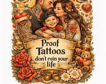 Tattoo Family PNG Art: Vintage Flash Style, Tattoo Lover Gift (Digital Download)