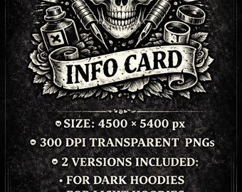 Tattoo Skull Hoodie PNG, Gothic Print File, Alternative Apparel Graphic (Digital Download)