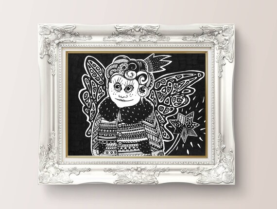 Tooth Fairy Illustration Print Black And White Wall Art Etsy Tooth Fairy Illustration Print Black And White Wall Art Etsy