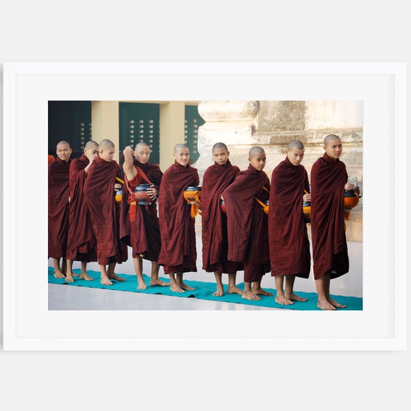 Burma Travel Photo, Buddhist Monks Photography, Myanmar Print, Portrait Photography, Yoga Studio Wall Art, Meditation Art, Large Wall Art