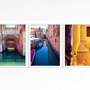 Venice Canals and Houses, Set of Three Fine Art Prints, Italy Housewarming Gift, Europe Wall Art, Gift for Her, Travel Photography