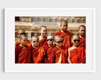 Buddhist Monks Fine Art Print, Saffron Robes Photography