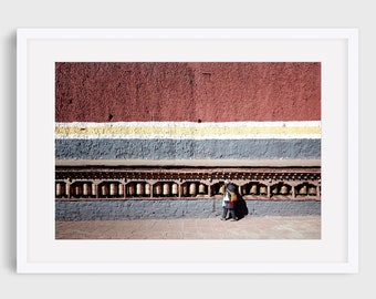 Tibet Photography, Buddhist Wall Art, Prayer Wheel Print, Red Home Decor, Travel Photography, Meditation Wall Art, Mindful Gift, Yoga Decor