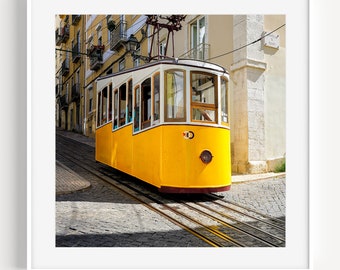 Lisbon Photography Print, Yellow Tram, Portugal Poster, Fine Art Print, Europe Home Decor, Travel Poster, Wanderlust Photography