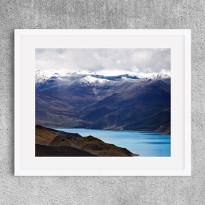 Yamdrok lake, Tibet, nature photography, snow mountains, landscape, travel, fine art print, 8x10