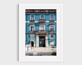 Lisbon Travel Print, Portugal Poster, Lisbon Blue Wall Art, Azulejos, Alfama Architecture, Photography, Large Wall Art