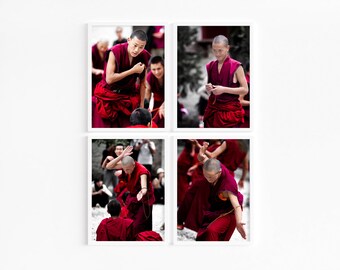 Buddhist Monks, Tibet, Set of 4 Prints, Fine Art Print, Photography, Meditation Wall Art, Yoga Studio Decor, Thoughtful Gift, Portrait