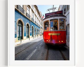 Lisbon Tram Photography, Portugal Poster, Giclee Fine Art Print, Europe Wall Art, Traveler Home Decor, Wanderlust Poster, Lisbon Blue