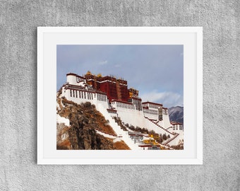 Fotografía de Potala, impresión del Tíbet, arquitectura de Lhasa, budismo, impresión de bellas artes, fotografía, arte de pared, decoración del hogar, monumentos tibetanos