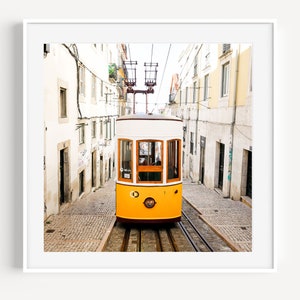 Elevador da Bica Poster, Yellow Tram Print, Portugal Wall Art, Lisbon Fine Art Print, Europe Travel Photography, Lisbon Tram Photo