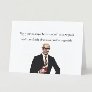 Tarjeta festiva de Stanley Tucci Negroni / Tarjeta de felicitación digital divertida / Descarga instantánea / Regalo de cultura pop moderna