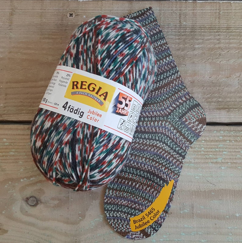 Regia 4 Ply Jubilee Color 100g Self Patterning Sock Yarn Brasil 5465