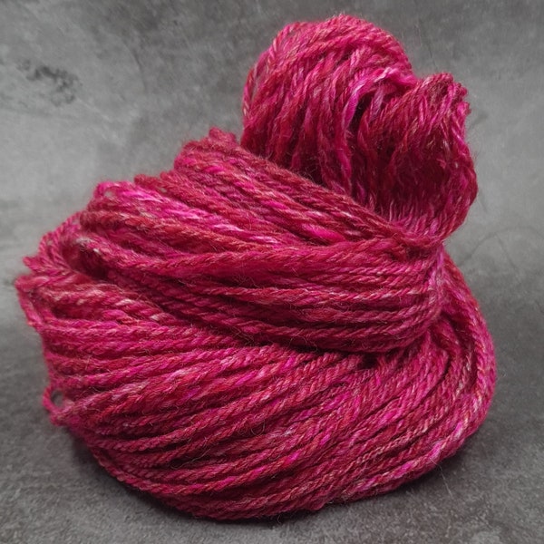 Handspun Worsted/Aran yarn, 24g mini skein, merino wool & silk, Bright Pink