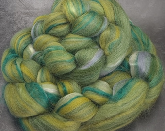 Greens & Grey Merino Bamboo Fiber: Portchester Blend Spinning Roving