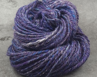 Blue Purple, Handspun Worsted/Aran yarn, merino wool, alpaca & silk, mini skeins