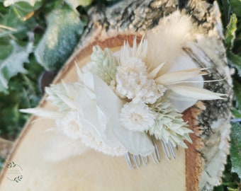 FIN DE COLLECTION Peigne fleurs sechées mariage blanc