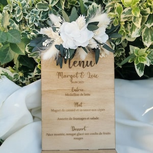 COLABORACIÓN Atelier Lysithéa X Woods Whisper // Letrero para menú, decoración para bodas, bautizos, cumpleaños, madera, flores secas "Isidore"