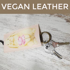 Mediterranean Animal Key Holder – Vegan Leather Key Pouch with Hand-Drawn Coffee Illustrations