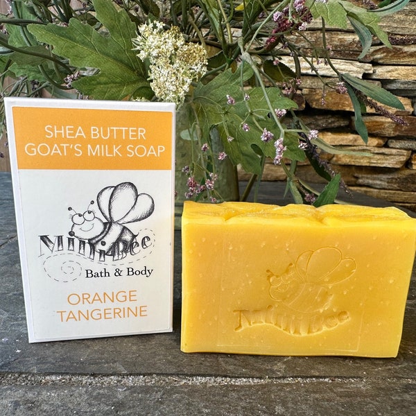 ORANGE TANGERINE Goats Milk Soap, Shea Butter Soap, Handmade Soap, Cold Process Soap, Moisturizing