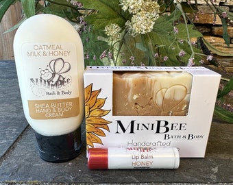 OATMEAL MILK HONEY Gift Bag, Shea Butter Soap,Hand and Body Cream, Lip Balm
