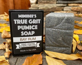 BAY RUM True Grit Pumice Soap, Handmade Cold Process Soap, Activated Charcoal
