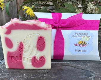 PLUMERIA Shea Butter Soap, Handmade Cold Process Soap, Moisturizing