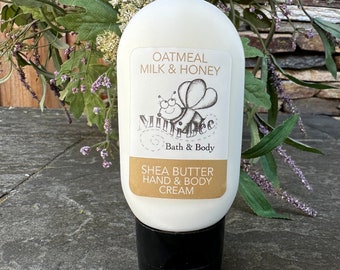 OATMEAL MILK & HONEY Hand Cream, Body Cream, Shea Butter Handmade Cream