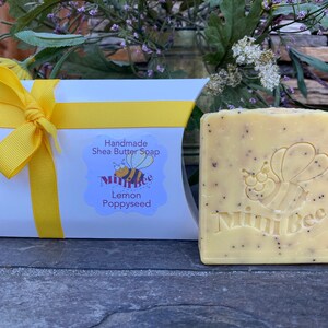 LEMON POPPYSEED Shea Butter Soap, Exfoliating, Handmade Soap, Cold Process Soap, Moisturizing