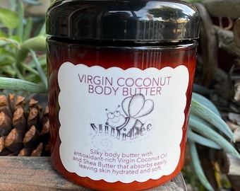 VIRGIN COCONUT Body Butter,  Virgin Coconut Oil, Shea Butter, Luscious Butter, Natural Butter, Hydrate your skin!!