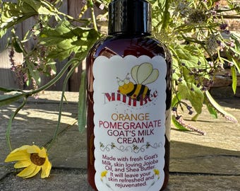 ORANGE POMEGRANATE Goat Milk Cream,  Moisturizing Hand and Body Cream