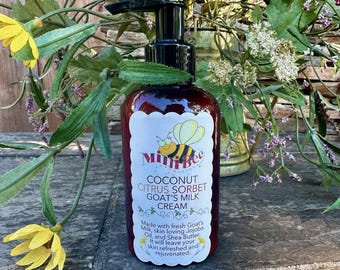COCONUT CITRUS SORBET Goat Milk Cream, Moisturizing Hand and Body Cream