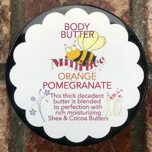 Sinaasappelgranaatappel bodyboter, sheaboter, cacaoboter, weelderige boter, natuurlijke boter, hydrateer je huid!!