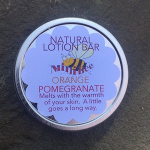 ORANGE POMEGRANATE Natural Lotion Bar, Solid Body Butter