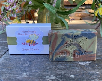 GREEN EARTH Shea Butter Soap, Handmade Soap, Cold Process Soap, Moisturizing