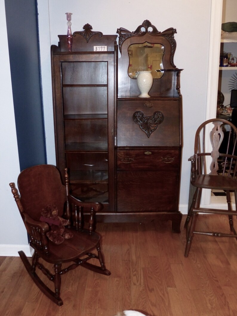 Antique SidebySide Curio Secretary Etsy