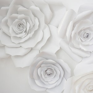 Handmade Paper Flowers - Paper Roses - Floral Backdrop - Baby Shower Flower Backdrop - White Paper Flowers - Party Wall Decor - Flower Wall