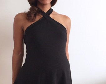 Halter Maternity Top - Black Halter Top with Criss Cross Strap - Glamourous Maternity top - Dressy Maternity Shirt - Sexy Halter - Mom to Be