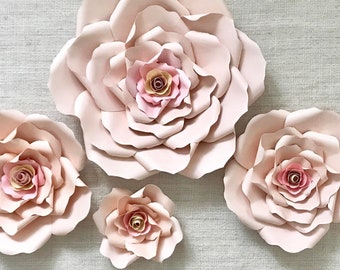 Handmade Paper Flower Set - Paper Roses - Floral Backdrop - Baby Shower Flower Backdrop - Handmade Paper Roses - Party Decor - Wedding Roses