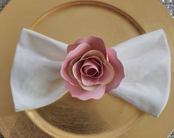 Handmade Paper Flowers Napkin Ring - Blush Pink Paper Roses - Floral Table Decor - Paper Rose Table Setting - Babyshower Decor-Wedding Decor