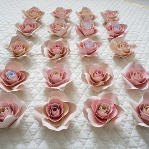 Paper Flowers Napkin Ring Set of 12 Blush Pink Paper Roses Floral Table Decor Paper Rose Table Setting Babyshower Decor-Wedding Decor image 2