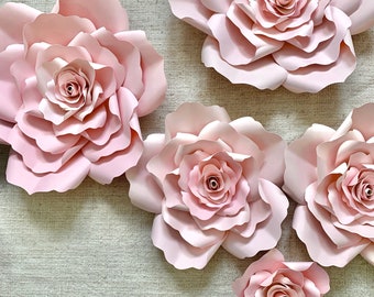 Handmade Paper Flower Set - Paper Roses - Floral Backdrop - Baby Shower Flower Backdrop - Handmade Paper Roses - Party Decor - Wedding Roses