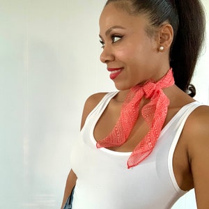Silk Neck Scarf - Red Print Silk Scarf - Silk Chiffon Scarf - Silk Square Scarf  - Handkerchief - Silk Scarf - Tribal Print Chiffon Scarf