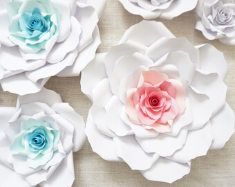 Handmade Paper Flowers - Paper Roses - Floral Backdrop - Baby Shower Flower Backdrop - Handmade Paper Roses - Party Decor - Wedding Roses