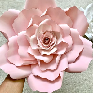 Handmade Paper Flower Set Paper Roses Floral Backdrop Baby Shower Flower Backdrop Handmade Paper Roses Party Decor Wedding Roses image 5