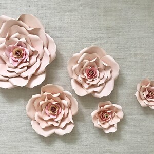 Handmade Paper Flowers Paper Roses Floral Backdrop Baby Shower Flower Backdrop Handmade Paper Roses Party Decor Wedding Roses image 7