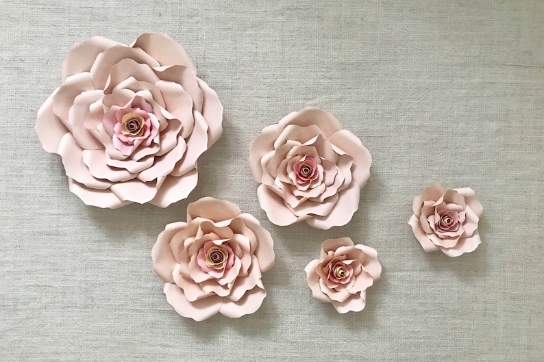 Handmade Paper Flowers Paper Roses Floral Backdrop Baby Shower Flower Backdrop Handmade Paper Roses Party Decor Wedding Roses image 7